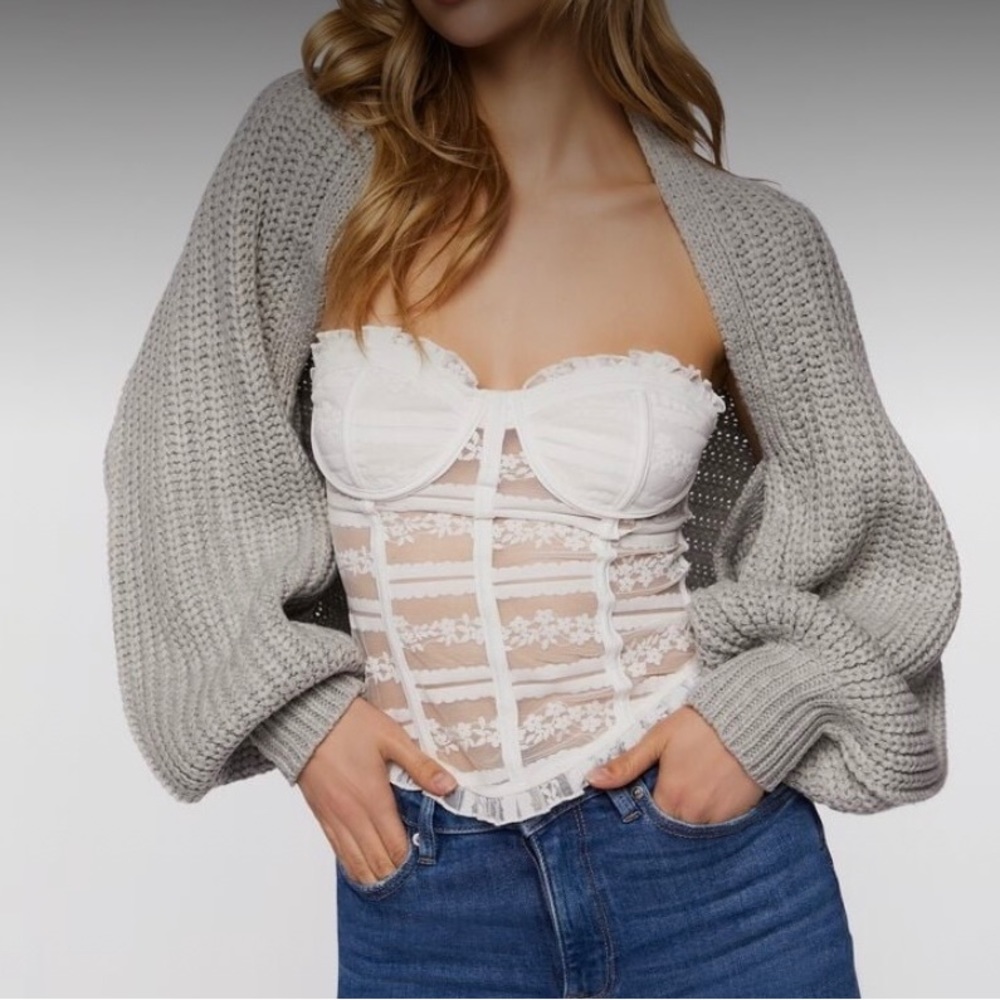 Cropped batwing knit sweater